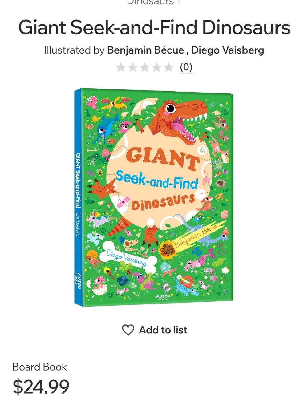 Giant Seek-and-Find Dinosaurs Book NEW
